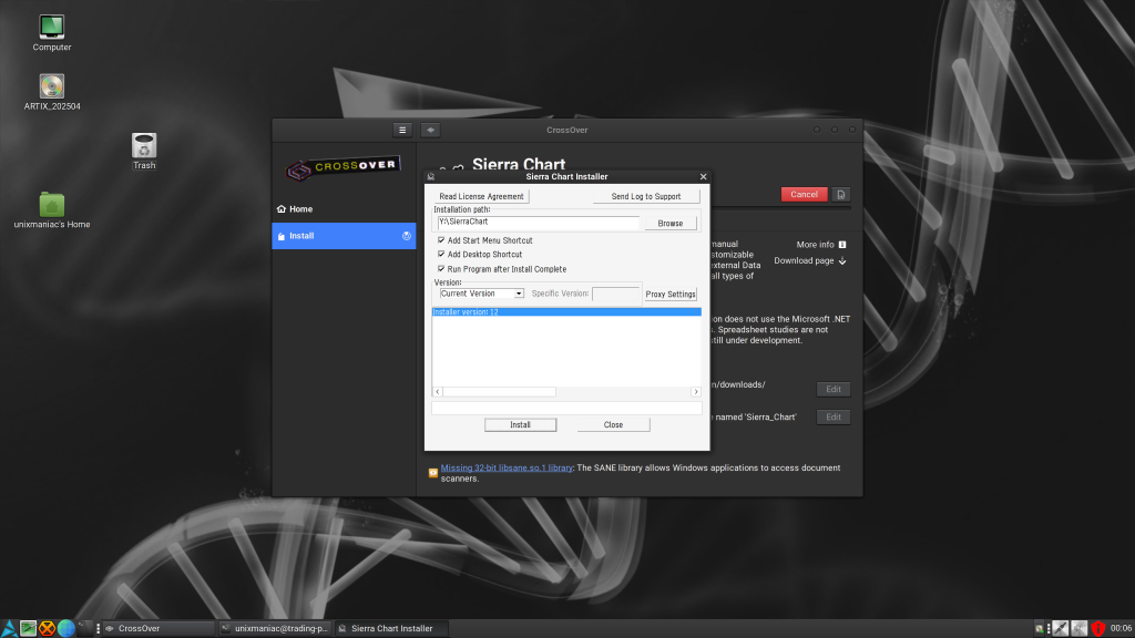 start sierra chart installer