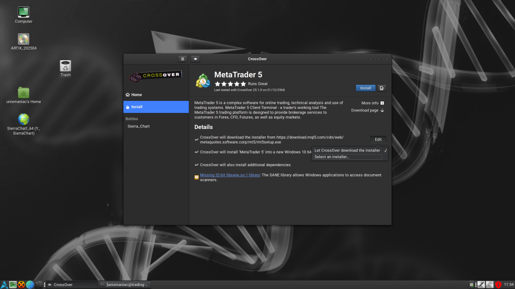 select the metatrader installer